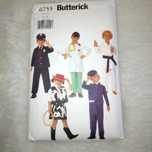 BUTTERICK 6755 Sz 6-8 Kids' costumes Doctor Karate Police  Cowboy/girl